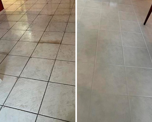 Living Room Floor Before and After a Service from Our Tile and Grout Cleaners in Cape Coral
