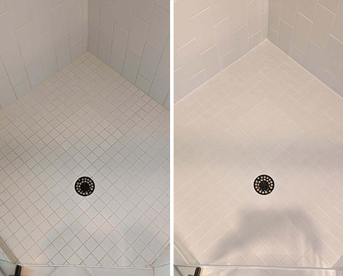 Tile Shower Before and After a Grout Sealing in Cape Coral