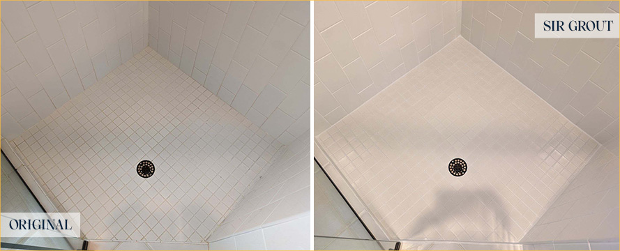 Tile Shower Before and After a Grout Sealing in Cape Coral