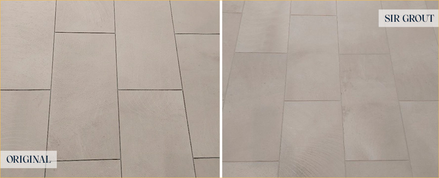 Close-Up of Floor Before and After a Service from Our Tile and Grout Cleaners in Naples