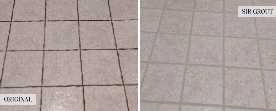 Tile Floor Before and After a Grout Cleaning in Port Charlotte