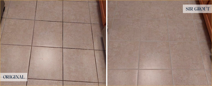 Tile Floor Before and After a Grout Sealing in Naples