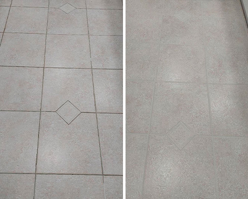 Tile Floor Before and After a Grout Sealing in Naples