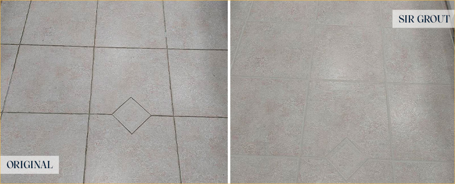 Tile Floor Before and After a Grout Sealing in Naples